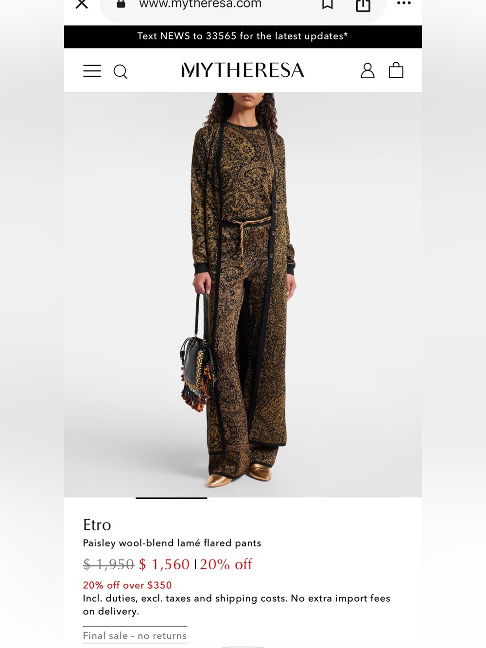 Etro Black and Gold 3 Piece Set